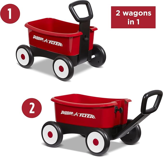 Radio Flyer Push & Pull Walker Wagon, Red, for Kids 1-4 Years Old, Locking Handle for Stability, Baby Push Walker Converts to Pull Wagon, for Indoor & Outdoor Play, Amazon Exclusive