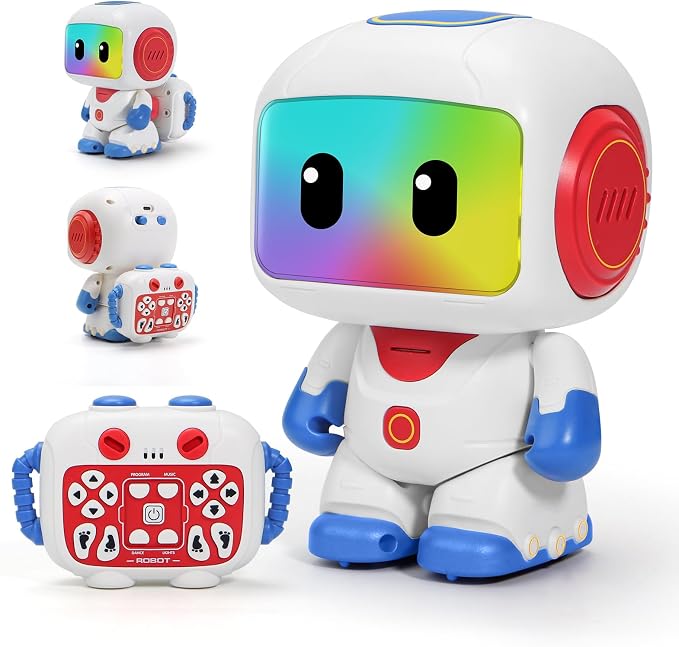 GILOBABY Programmable RC Robot Toy for Kids, Rechargeable STEM Astronaut w/LED Face, Playback Mode, Dancing, Remote Jetpack, Gift for 4 5 6 7 8 Year Old Boys Girls (Blue-r)