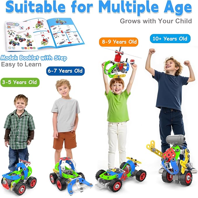 10 in 1 Electric STEM Toys for 5 6 7 8 9+ Year Old Boy Girl Birthday Gifts Educational Building Toys for Kids Ages 4-8 5-7 8-12 Stem Activities Construction Toy for Boys 6-8 8-10 Holiday Idea Gift