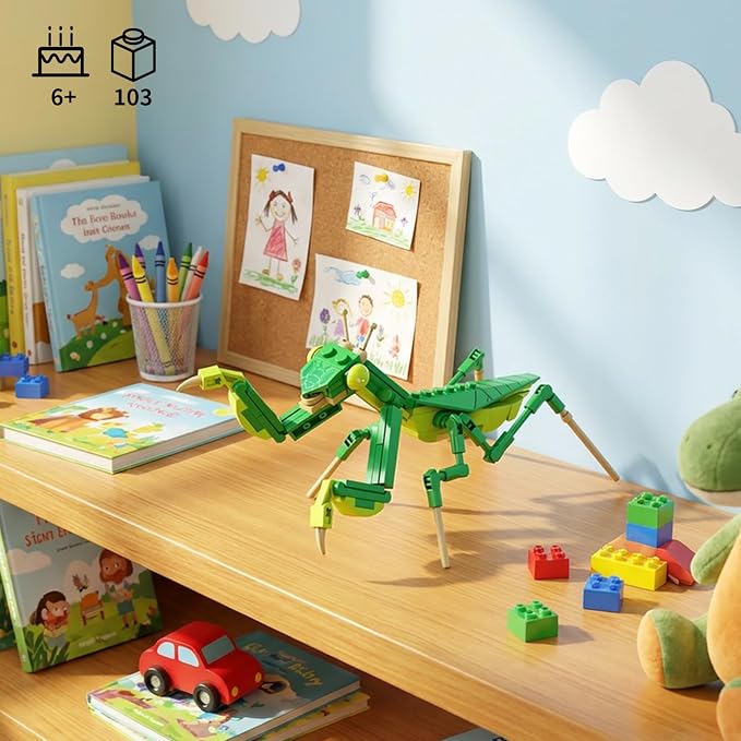 KAZI Insect Building Blocks,Bug Building Set for Kids Ages 6 7 8 9 Year Old and Up,Mantis Building Blocks Toy Insect Collection,Ideal Gifts for Birthday,Easter Basket Stuffers