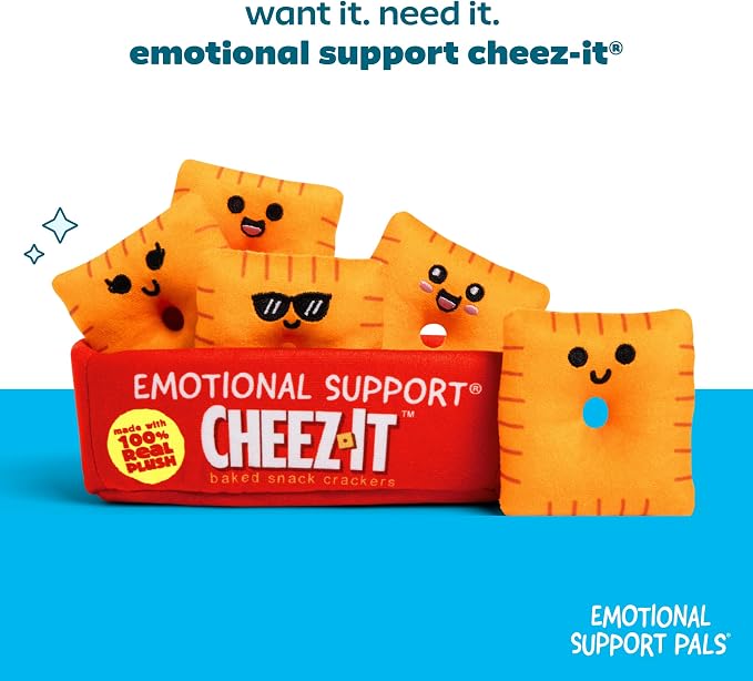 Emotional Support Pals Cheez-It™ by Relatable - Cute Stuffed Animals and Toys, Squishy Toys and Plushies, Great Gift Ideas for Loved Ones of All Ages - Includes 5 Plushies with Plush Carrying Basket
