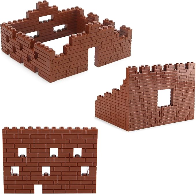 Masonry Bricks Set - Compatible with Major Brands Building Blocks, 260 Pieces Bulk 1x2 1x3 1x4 and Corner Bricks for DIY Wall House Construction