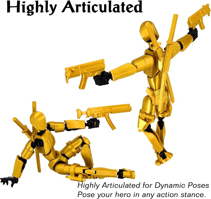 Gatling Gun Titan 13 Action Figure Set【Assembled】, Robot T Action Figure 3D Printed Dummy 13 Action Fidget Toys Figure Articulated, Lucky 13 for Collectors Desktop Decorations (Silver-Black)