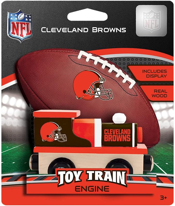 MasterPieces NFL Cleveland Browns Real Wood Toy Train, For Ages 3+