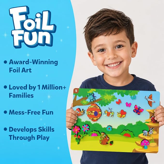 Skillmatics Foil Fun - Bugs & Butterflies, No Mess Art for Kids, Craft Kits & Supplies, DIY Creative Activity, Travel Toys, Gifts for Boys & Girls Ages 4, 5, 6, 7, 8, 9