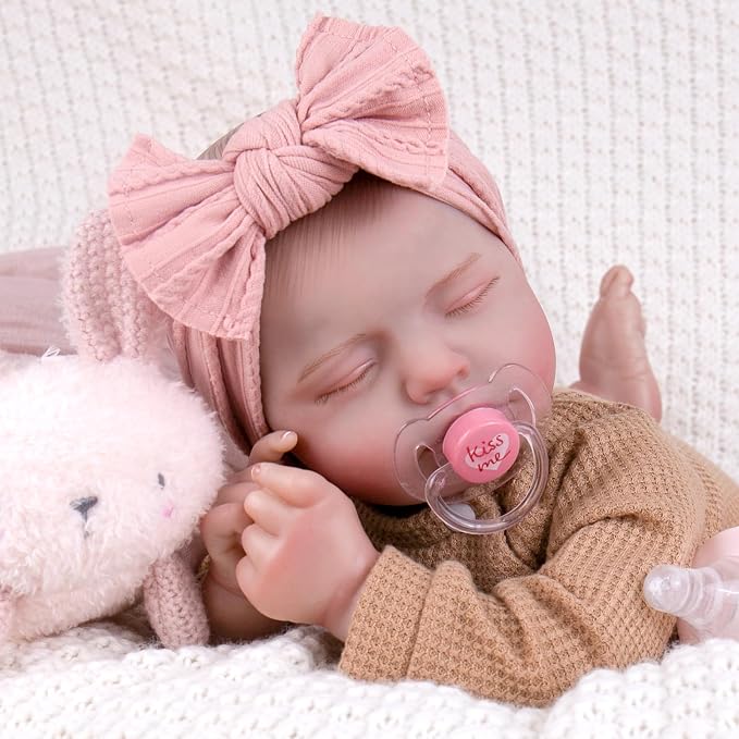 Aori 20 Inch Reborn Baby Doll - Hyper Realistic Lifelike Newborn Sleeping Girl with Rainbow Outfit, Soft Weighted Body Baby Doll for Girls Age 3 for Christmas, Birthday