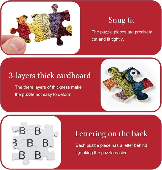 PICKFORU Funny Chicken Puzzles for Adults 1000 Piece, Animal Colorful Rooster Puzzle Patchwork Quilt, Impossible Hard Challenge Jigsaw Puzzle