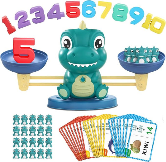 Snugzy Dinosaur Balance Counting Toys, Number Counting Scale Games for Kids Cool Math Learning Games for Boys and Girls Preschool Kindergarten Learning STEM Montessori Educational Toys for 3+