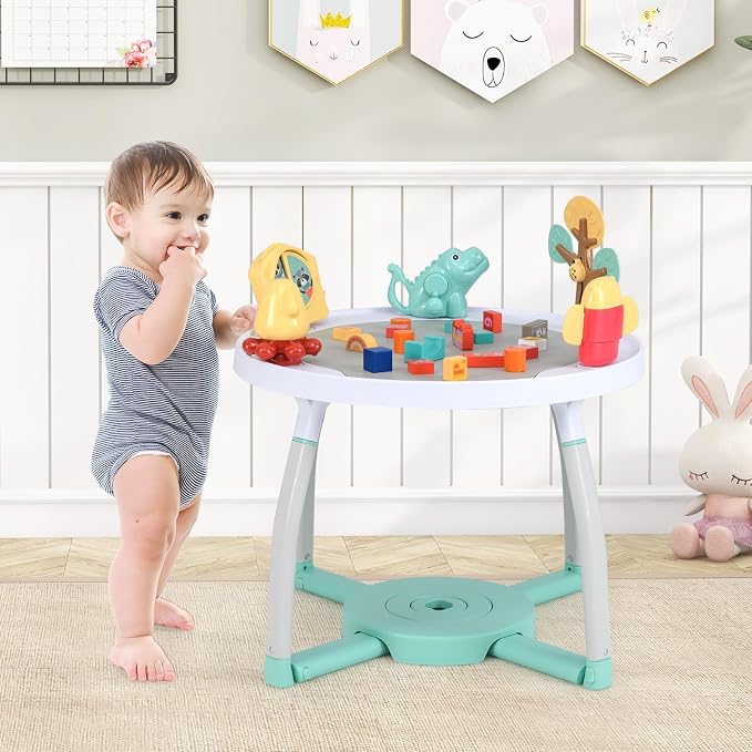 BABY JOY 5 in 1 Baby Activity Center, Baby Jumpers and Bouncers with Removable Toys, Lights & Music, 3 Adjustable Heights, Interactive Play Center for Toddlers Boys Girls 6-36 Months (White)