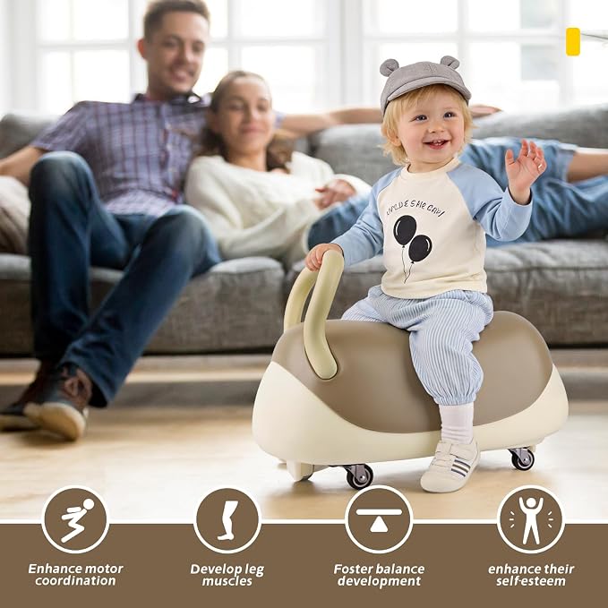 Sumsoltic Toddler Balance Ride-On Toys, Kids Wiggle Car with Quiet PU Wheels & Anti-Tip Design for Age 1-3