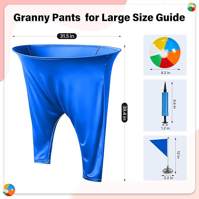Granny Pants Yard Game for Adults (40 in * 31.5 in),2Pcs Granny Pants Outdoor Games with 10 Bouncy Balls,2 Pumps & Flags, Granny Pants Game for Family Carnival Party Reunion Gathering(Large)