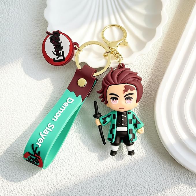 Anime Slayer Novelty Keychain, Collectable Cartoon Mini Figure, Cute Fun Keyring Jewelry Gift for Men and Women