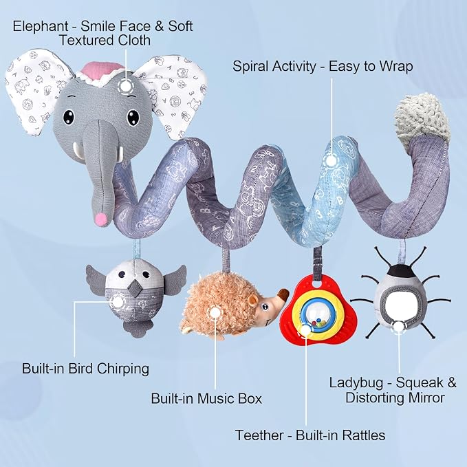 MONSTIME Musical Car Seat Toys Newborn Toys, Stroller Toys Baby Toys 0-6 Months Infant Toys, Baby Toys for Carseat Stroller Crib with Rattles Teether, Baby Toys for 0 3 6 9 12 Boys Girls Enfants