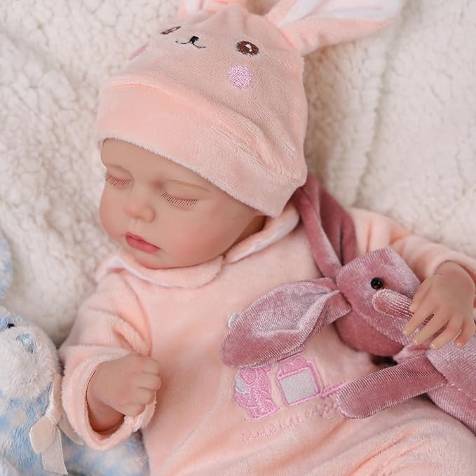 BABESIDE 12 Inch Lifelike Reborn Baby Dolls Vinyl Full Body, Soft Realistic Baby Doll Sweet Sleeping Preemie Real Life Baby Dolls Easy to Hold with Accessories Gift Set for Kids Age 3+
