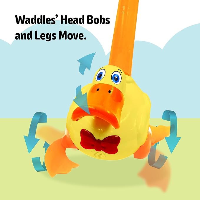 Baby to Toddler Push Toy with Quacking Sounds and Waddling Action, Walking Toy for 1-3 Year Olds, Great for 1 Year Old Learning to Walk - Yellow
