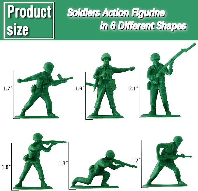 HAPTIME Toys for Boys, Toy Soldiers Set (50 pcs ) , Green Army Men Action Figures, Plastic Military Toys - Inspire Creative Play and Learning Adventures for Kids, Easter Egg Fillers