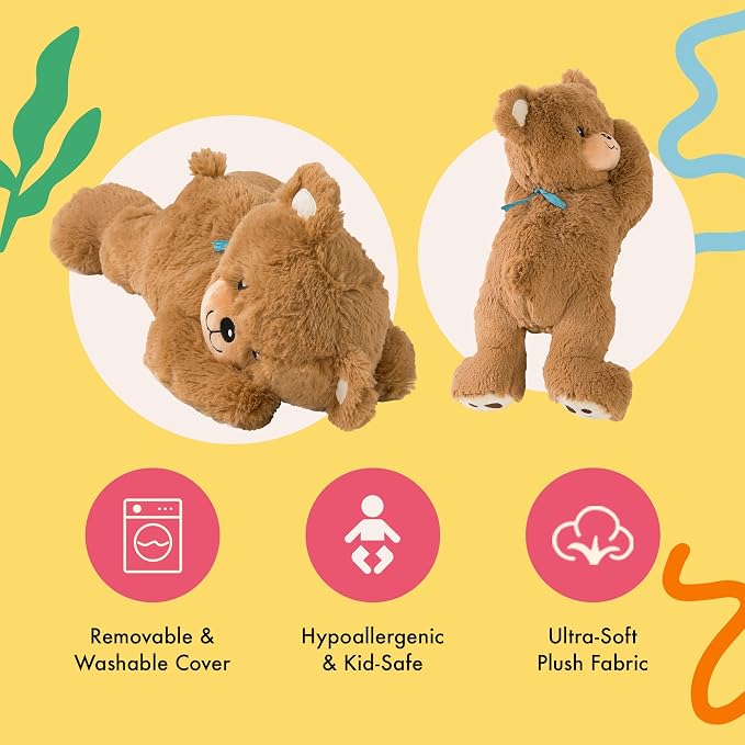 Lilly's Love Heatable & Coolable Lavender Scented Weighted Stuffed Animal - Microwavable Heatable Pad for Kids & Adults - Machine Washable Plushie - Calming Stuffed Animal for Anxiety - Bear