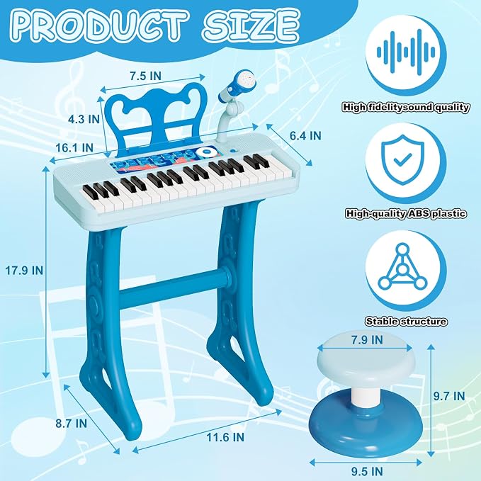 Piano Toys for 3 Year Old Girl, 37 Keyboard Toys with Microphone for Toddlers 3-7, Musical Birthday for Girls Boys Toddlers