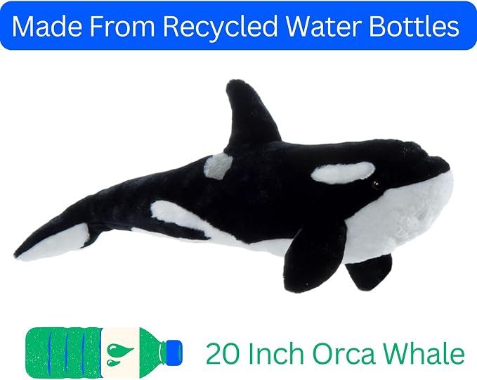 The Petting Zoo Orca Stuffed Animal Plushie, Gifts for Kids, Wild Onez Sealife Animals, Whale Plush Toy, 20 inches