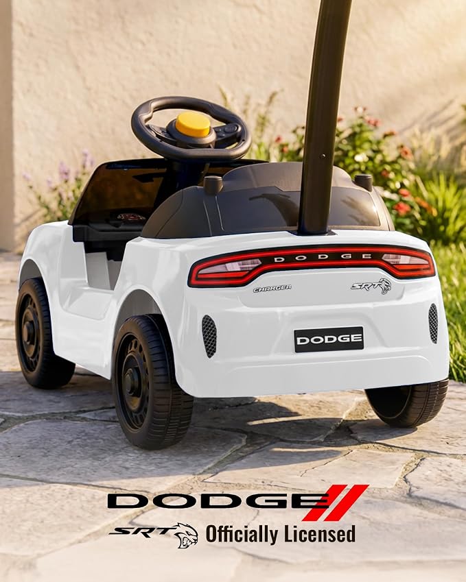 Licensed Dodge Ride on Push Car for Toddlers 1-3 Years with Handle & Music