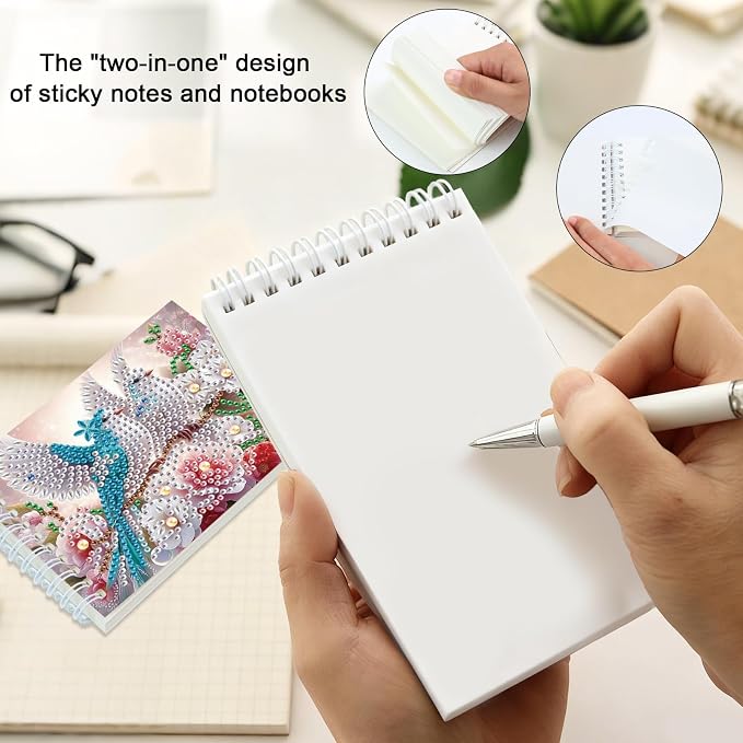 2 Pcs Bird Diamond Painting Notebook 80 Pages for Adults,Diamond Art Journal and DIY Sketchbook, Diamonds Art Kit Supplies,Gift for Beginners, Craft Lovers, Artists. (Bird2)