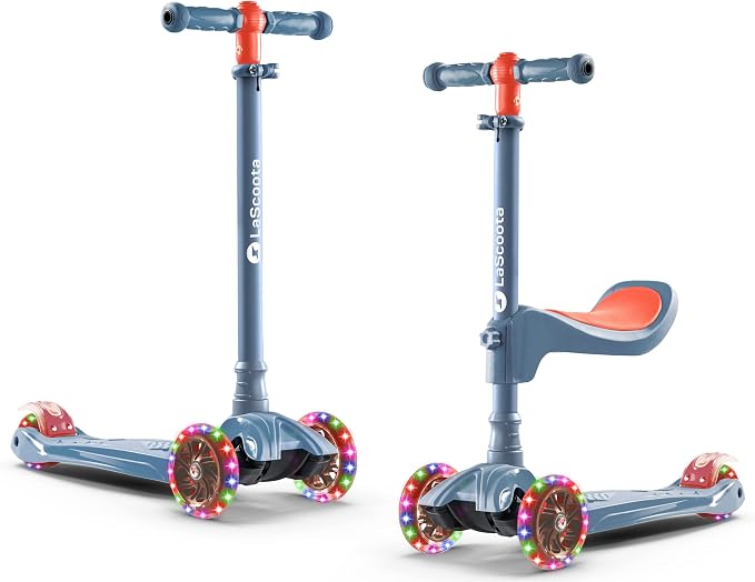 Lascoota 2-in-1 Kids Kick Scooter with Seat