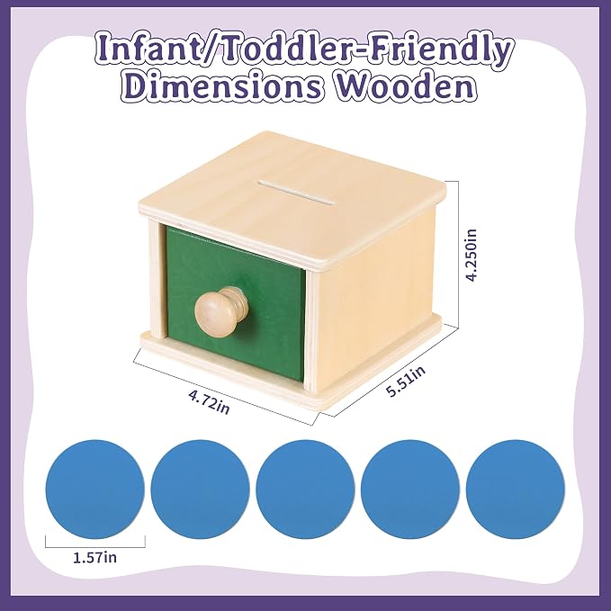 Montessori Wooden Coin Box with Drawer for Baby 18+ Months, Coin Sorter Fine Motor Toys for Kids, Motessori Classroom Learning & Educational Resources Toys Gifts