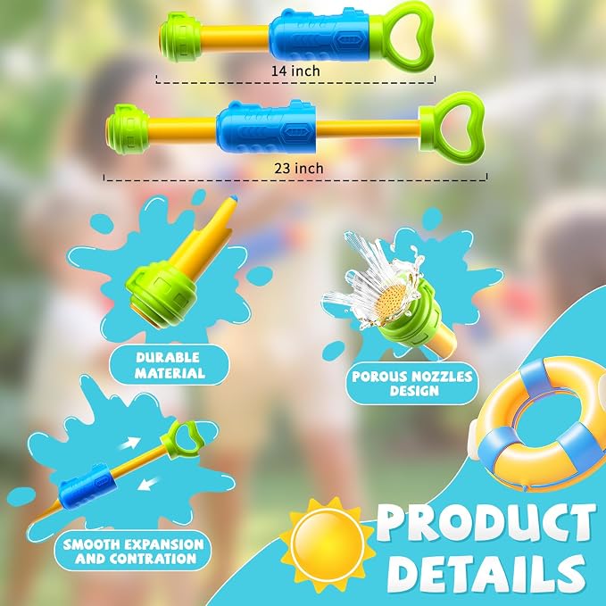 2 Pack Water Gun for Kids - 40 Feet Long Range, Large Capacity Water Blaster, Summer Water Toys Outdoor Pool and Beach Toy for Boys Girls Ages 4-8 8-12