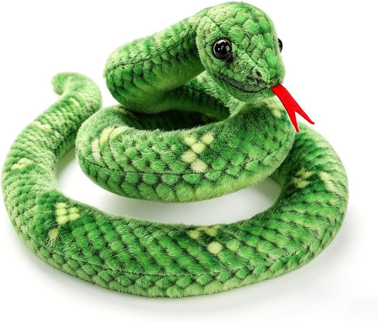 27in Snake Plush, Stuffed Snake Animal, Small Toy Snakes for Kids, Giant Stuffed Animals, Lifelike Plush Snake for Birthday Present Party Prank Prop (Green)