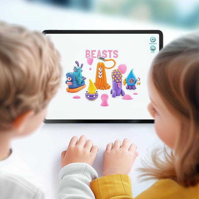 HEY CLAY - Beasts Set-Colourful Modeling Kids-Air Dry Clay Kit 15 cans and Sculpting Tools with Fun Interactive Instructions App, Multicoloured