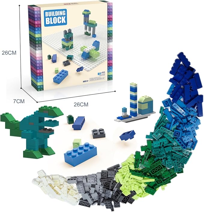 1500 PCS Classic Building Bricks - Standard Size Basic Bulk Blocks Compatible with Major Brands, 8 Natural Colors for Forest & Ocean Scenery, STEM Toys for Kids Ages 6+