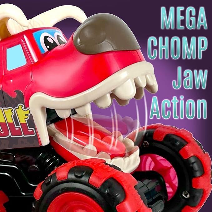 stargo - Bull Monster Truck Toy - Light Up Chomping Pull Back Truck - Press and Go Cars for Easter Basket Stuffers, Boy Birthday Gifts, Toys for Toddlers, Kids Ages 3-5 4-6 5-7 4-8
