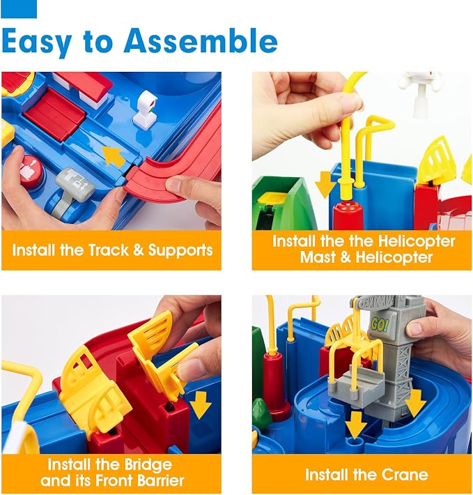 hahaland Toys for 3 Year Old Boys - Large Car Race Track for Toddlers 3-5, City Rescue Toy, Fine Motor Skill, STEM, Montessori Toys for 3 Year Old Girl Boy Gift, Emergency Vehicle Boy Toys Playset