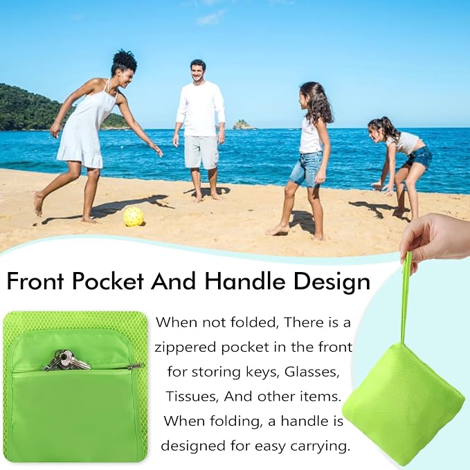 INVODA Mesh Beach Bag Drawstring Beach Backpack Foldable Toy Organizer Bag Shell Adjustable Straps Large Capacity Swim Bag