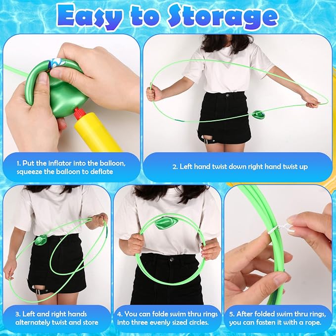 Cludoo Pool Diving Swim Thru Rings Toys for Kids High Stability No Assembly Required Pool Toy Swim Hoops Underwater Swim Thru Diving Ring Water Training Sports for Ages 4,5,6,7,8,9,10,11,12 Kids Teens