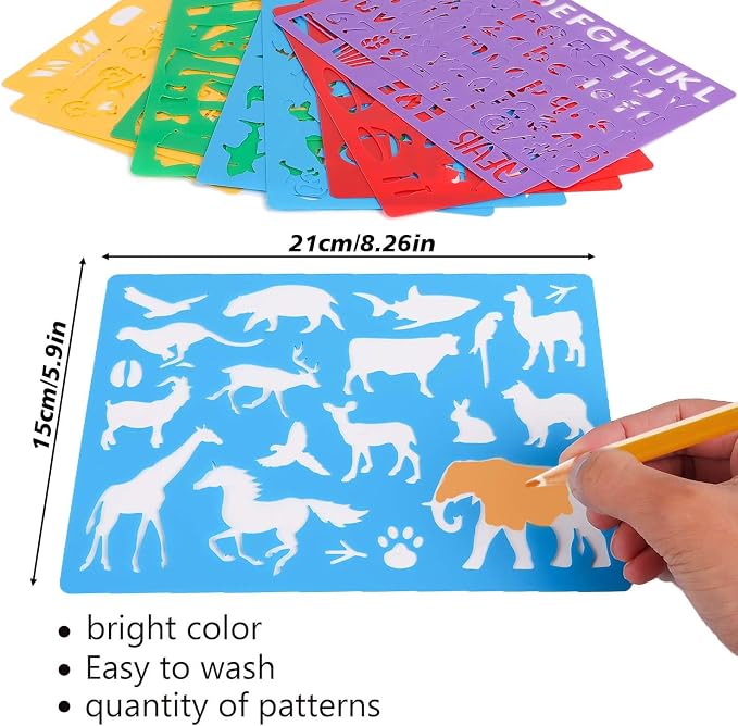DIYASY 20 Pcs Drawing Stencils Set for Kids, Large Plastic Stencil Kit 344 Patterns Drawing Templates for Girls & Boys Gift