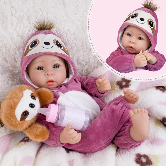 UOFTKIZ Lifelike Baby Doll - 17" Soft Body Girl Doll with Open Eyes, Gift for Kids 3+, Grandparents, New-Parents
