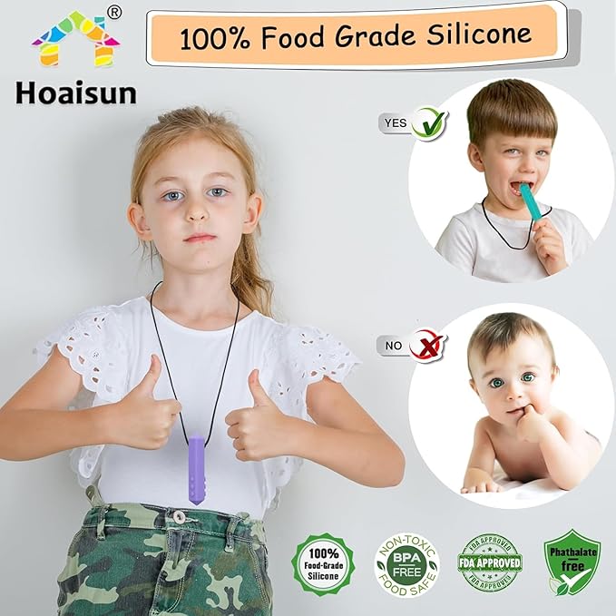 Chew Necklaces for Sensory Kids, 8 Pack Chewy Necklace Sensory Boys and Girls with Autism, ADHD, SPD, Biting, Silicone Teething Necklace Oral Chew Toys for Adults Reduce Chewing Anxiety Fidget
