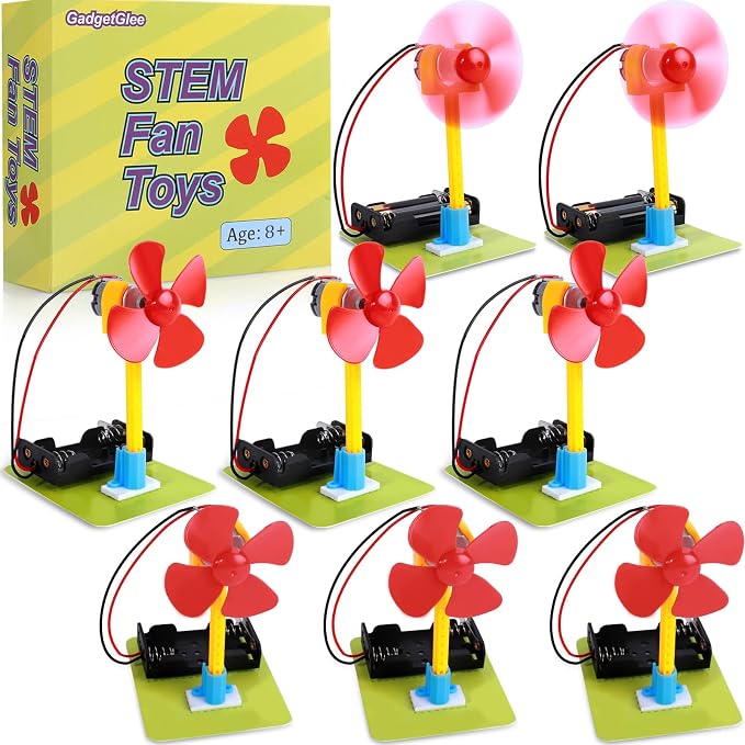 STEM Toys Science Kits, 8 Bulk Electric Circuit Kit for Kids Classroom, STEAM Activities Crafts Electrical Experiment 2nd 4th 5th Grade STEM Gifts, Build a Fan Activity Projects School Party Favors