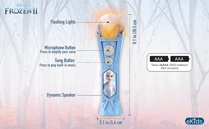 Frozen Toy Microphone for Kids, Includes Built-in Music and Lights, Ideal Toddler Toys (Frozen)