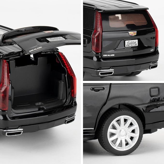 WAKAKAC Toy Cars Compatible for 1:32 Escalade SUV Model Cars, Pull Back Die-cast Vehicles, Collectible Cars with Sounds＆Lights for Kids Boys Girls and Adults, Gift Black