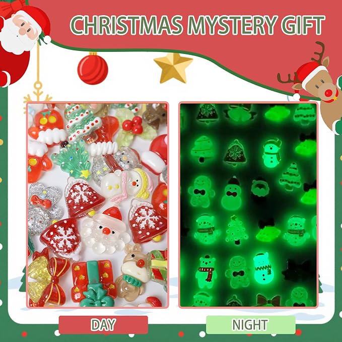 Mini Glow In The Dark Animal Resin Models, Resin Animals Mystery Bags, Individually Wrapped Blind Bags Tiny Animal Figurines, Collectible Mini Animals For Fairy Garden, DIY Crafts (50, Christmas)