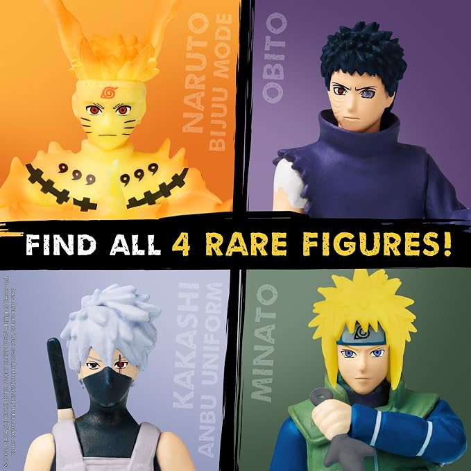 P.M.I. Naruto Shippuden Collectible Mini Figures 6 Pack Deluxe Box | Anime Action Toy Set Featuring Team 7 Ninjas, Akatsuki, Legendary Sannin & Rare Shinobi (Assortment B)