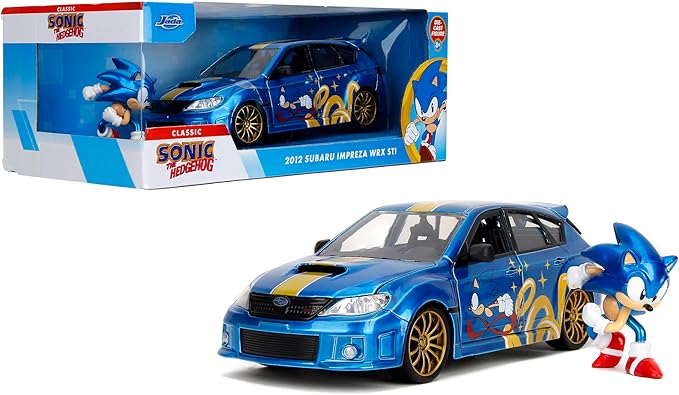 Jada Sonic The Hedgehog 1:24 2012 Subaru Impreza WRX STI Die-cast Car & Sonic Figure, Toys for Kids and Adults