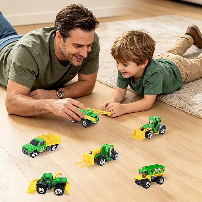 Oriate 6pcs Kid Diecasting Farm Car Toys Set, Harvester, Transporter, Truck, Sprayer Small Farm Toys, Mini Cars Model Christmas, Birthday, 3 Years Old and Up Gifts for Boys Girls