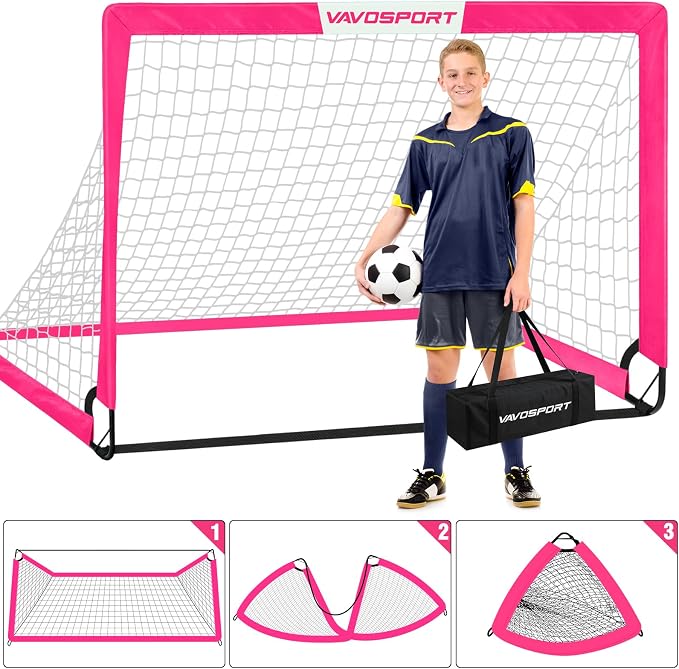 Kids Soccer Goals for Backyard Set - 2 of 4' x 3' Portable Soccer Goal Training Equipment, Pop Up Toddler Soccer Net with Soccer Ball, Soccer Set for Kids and Youth Outdoor Games, Sports, Play