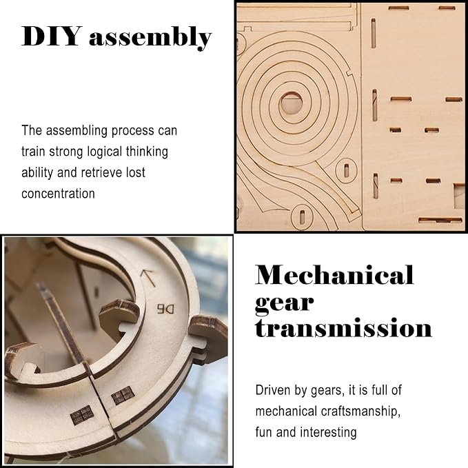 3D Wooden Puzzle Marble Run for Adults - DIY Mechanical Puzzle Assembly Model Kit Wood Crafts to Build for Adult Age 14+ Years Old