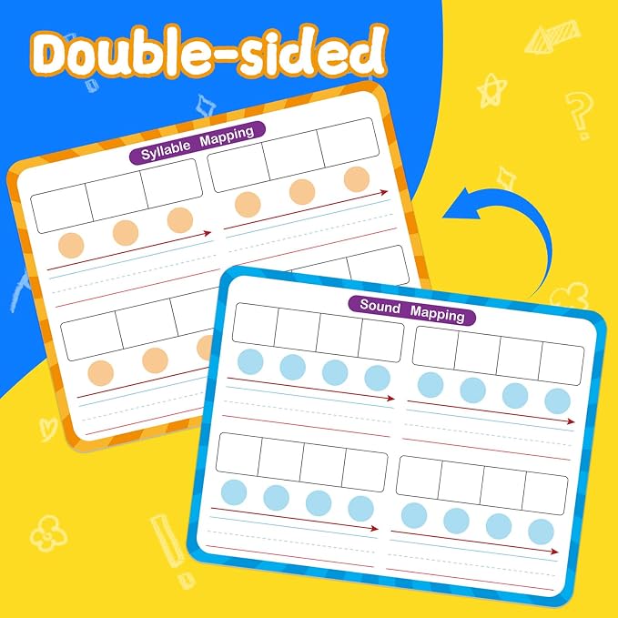 12 Pack Double Sided Syllable Dry Erase Board,12" x 9" Multiplication Flash Cards,Phonics Manipulatives Small White Board for Kids,Speech Therapy Material for Learning,Homeschool Essentials