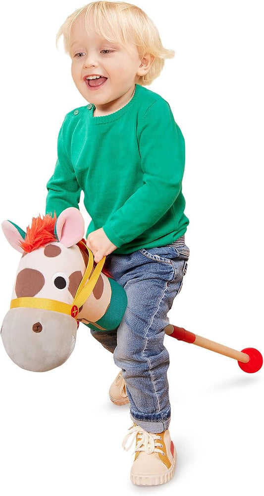 Battat – Classic Hobby Horse – Plush Stick Horse – Wooden Pole & Sensory Textures – Realistic Sounds – 2+ Years – Pony Pal
