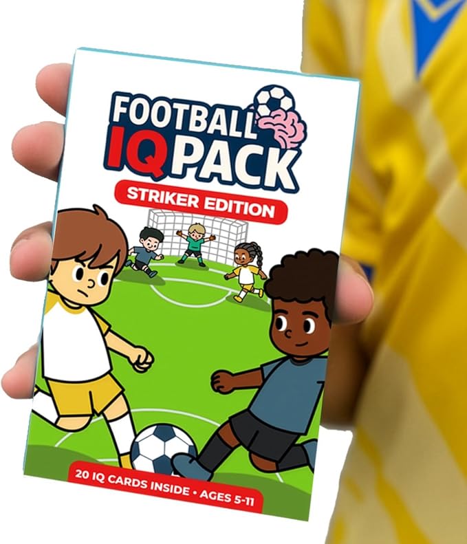 Soccer IQ Card™ – Game Intelligence Cards for Kids Ages 5–11 | Learn Mindset, Positioning, Attacking, Defending & Communication | (Striker Edition)
